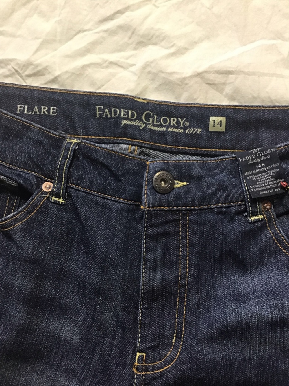 Faded Glory Dark Indigo Rolled Hem Denim Shorts